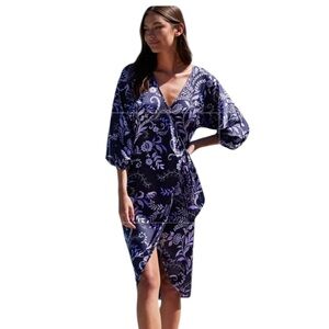 NWT Misa Los Angeles Women’s Sylvia Wrap Dress in‎ Indigo Vines Size XS